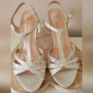 L. Lorraine Sparkling Silver Strappy Heels